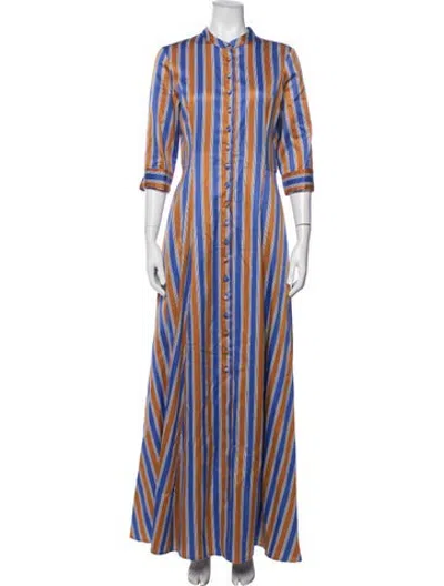 Pre-owned Evi Grintela Striped Long Dress In Blue