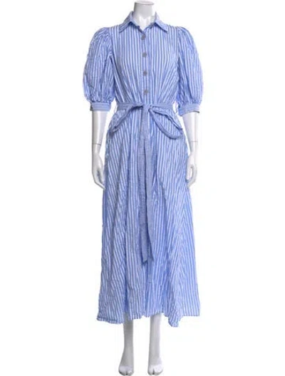 Pre-owned Evi Grintela Striped Long Dress In Blue/white