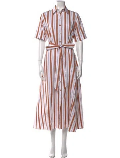 Pre-owned Evi Grintela Striped Long Dress In Neutral
