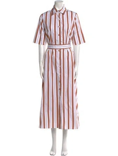 Pre-owned Evi Grintela Striped Long Dress In Orange