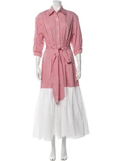 Pre-owned Evi Grintela Striped Long Dress In Red