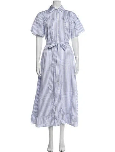 Pre-owned Evi Grintela Striped Long Dress In White