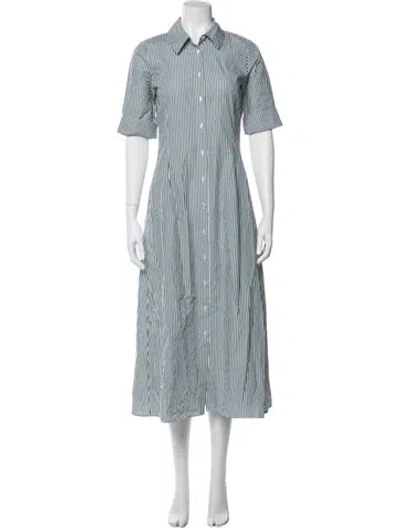 Pre-owned Evi Grintela Striped Midi Length Dress In Blue