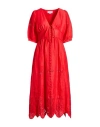 Evi Grintela Woman Midi Dress Red Size M Linen, Cotton In Red