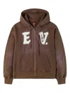 Evisu Appliqué Zip-up Hoodie In Brown