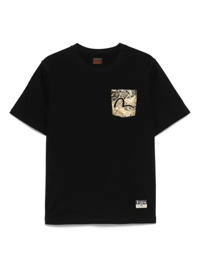 Evisu Auspicious Cloud Embroidery T-shirt In Black