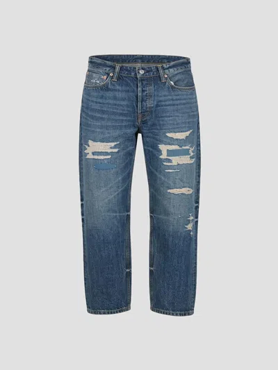 Evisu Boro Daicock Patchwork Jeans In Blue