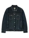 Evisu Buttoned Brushstroke Denim Jacket In Blue