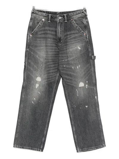 Evisu Carpenter-style Denim Trousers In Gray