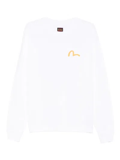 Evisu Crew-neck Logo Sweater In White
