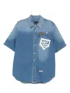 Evisu Daicock Graffiti-print Denim Shirt In Blue