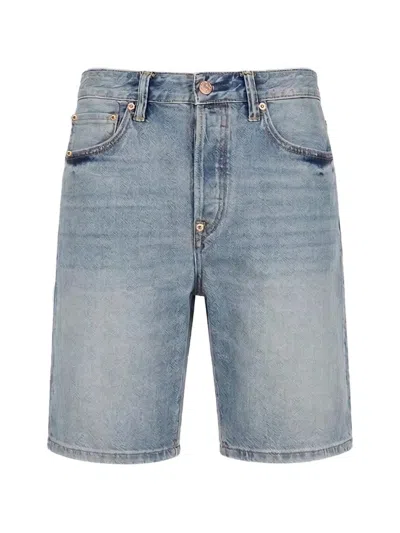 Evisu Daicock-print Denim Shorts In Blue