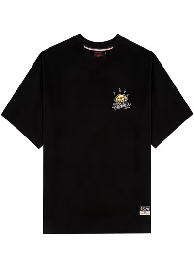 Evisu Diamond Daruma Printed Cotton T-shirt In Black