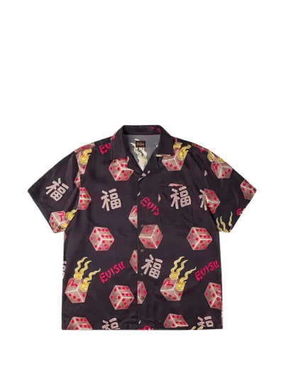 Evisu Dice-print Camp Shirt In Black