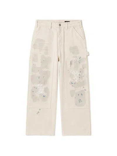Evisu Distressed Double-knee Trousers In Neutral