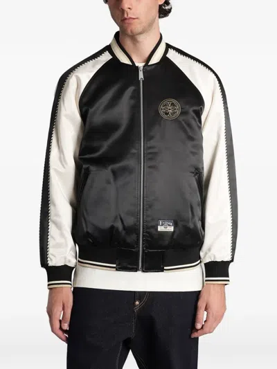 Evisu Dragon-embroidered Satin Jacket In Black