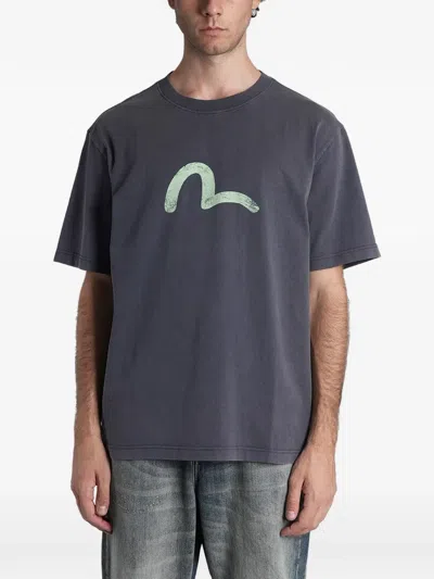 Evisu Ebisu & Seagull Logo-print T-shirt In Grey
