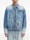 Evisu Embossed-logo Denim Jacket In Blue