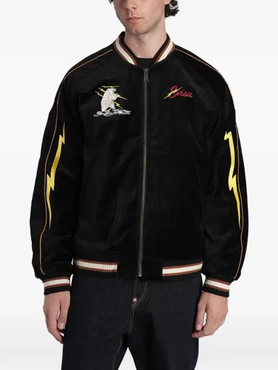 Evisu Embroidered Bomber Jacket In Black
