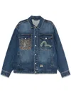 Evisu Embroidered Denim Jacket In Blue