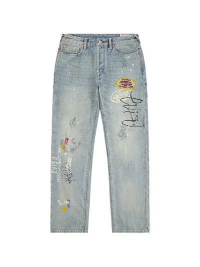 Evisu Fortune Hand-painted Jeans In Blue