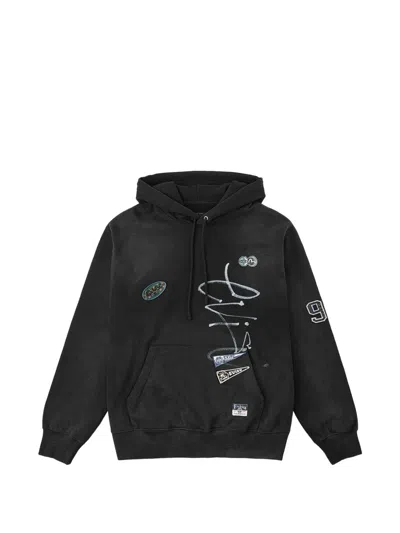 Evisu Fortune Logo-patch Hoodie In Black