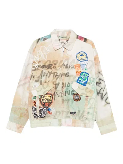 Evisu Graffiti-print Zip-up Jacket In Multi