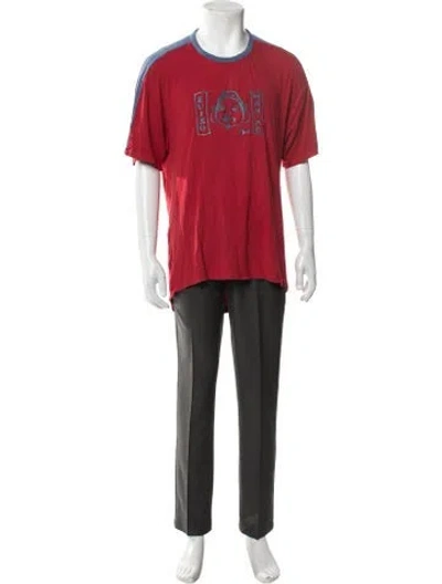 Pre-owned Evisu Graphic Print Crew Neck T-shirt In Red