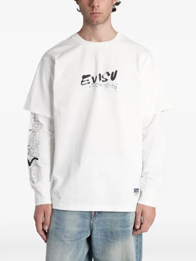 Evisu Graphic-print Layered-sleeve T-shirt In White