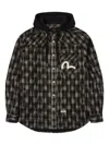 Evisu Hooded Check Jacket In Black