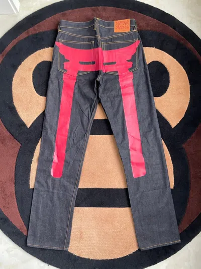 Pre-owned Evisu Japanese Torii Daicock Style Jeans！new!!size：32 In Black Blue