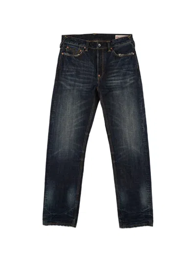 Evisu Kamon Daicock Print Whiskered Jeans In Blue