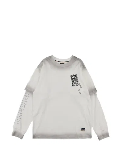 Evisu Layered-sleeve Graphic-print T-shirt In White