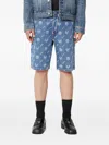Evisu Logo-plaque Patterned Shorts In Blue
