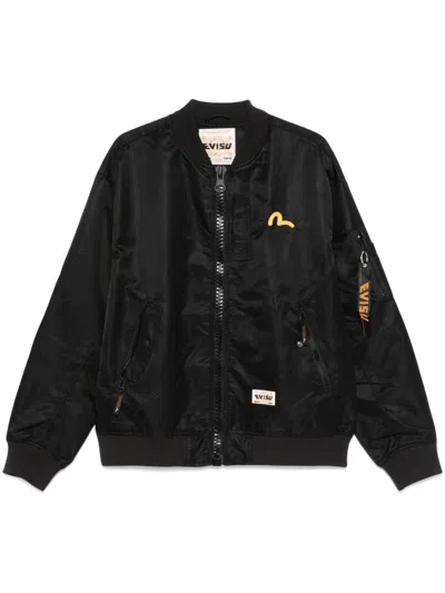 Evisu Nylon Daicock Bomber Jacket In Black