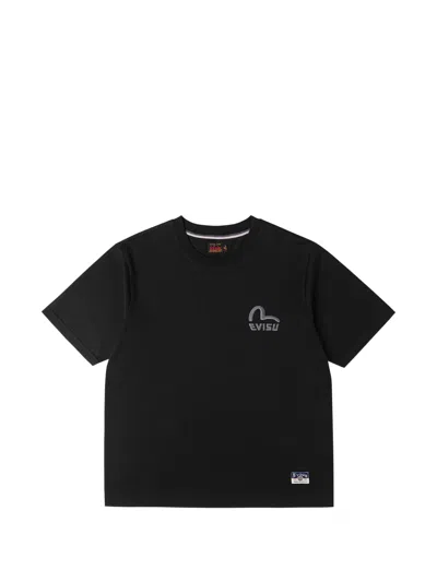 Evisu Logo-embroidered T-shirt In Black