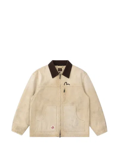 Evisu Logo-print Canvas Coat In Neutral