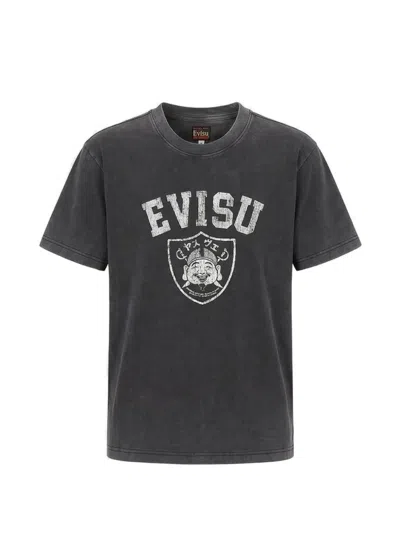 Evisu Logo-print Cotton T-shirt In Gray