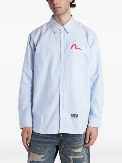 Evisu Logo-print Long-sleeve Shirt In Blue