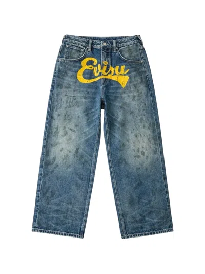 Evisu Logo-print Loose Jeans In Blue