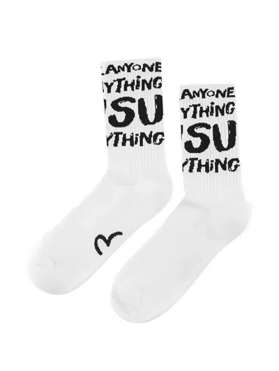 Evisu Logo-print Ribbed Socks In White