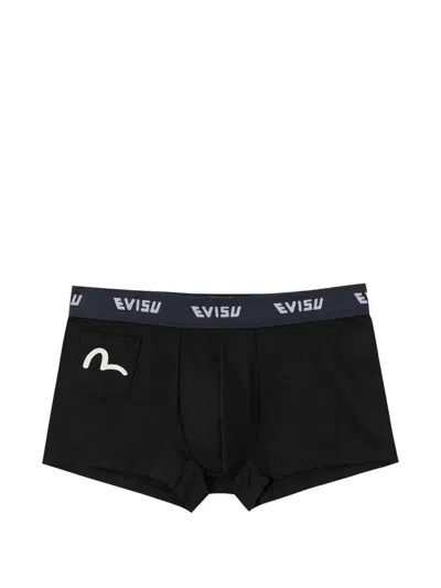 Evisu Logo-waistband Boxers In Black