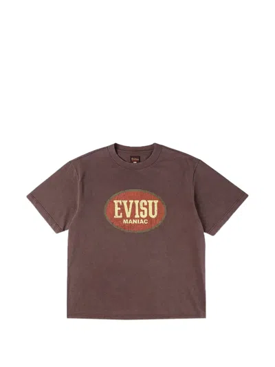 Evisu Maniac Graphic T-shirt In Brown