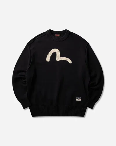 Evisu Men S Logo Embroidery Knit Pullover In Black