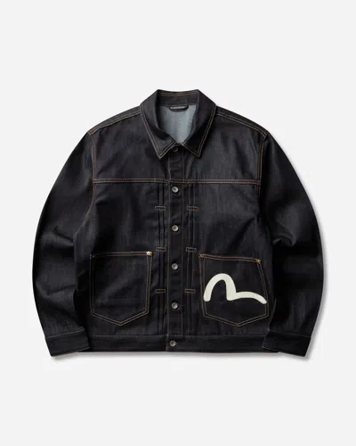 Evisu Men S Seagull Print Denim Jacket Raw Indigo In Blue