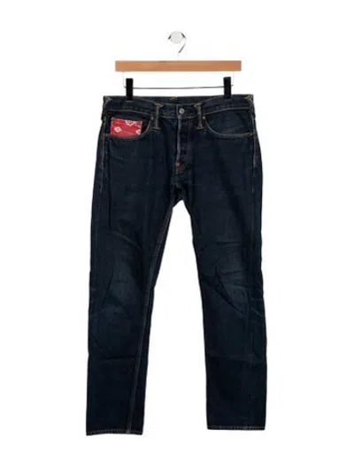 Pre-owned Evisu Mid-rise Straight Leg Jeans In Blue