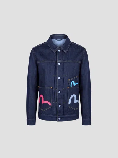 Evisu Multi-pocket Denim Jacket In Blue