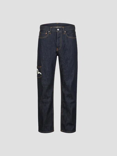 Evisu Multi-pocket Seagull-print Jeans In Blue