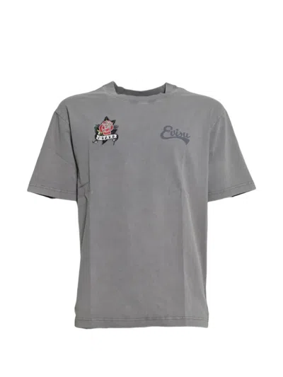 Evisu Osaka Rose And Seagull Print T-shirt In Gray