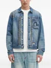 Evisu Panelled Denim Jacket In Blue